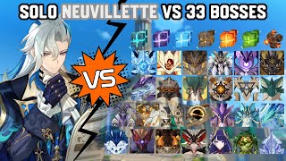 Solo C0R1 Neuvillette vs 33 Bosses Without Food Buff | Genshin Impact