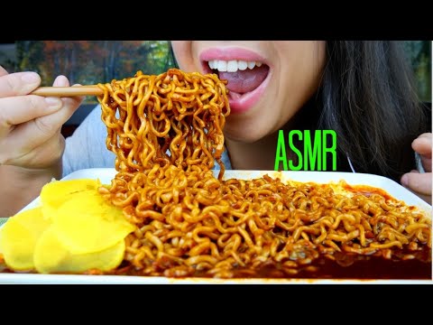ASMR BEST Korean Black Bean Noodles SPICY ♥짜장면 jajangmyeon Jjajangmyeon ♥ 먹방 No Talking suellASMR