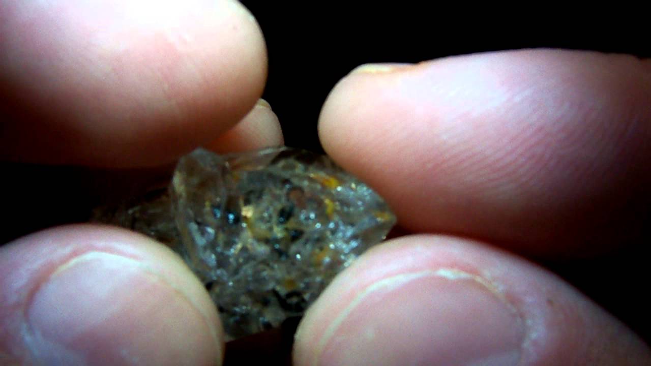 Rare Arkansas 3 Phase Enhydro Quartz Crystal Point W/ Black Carbon