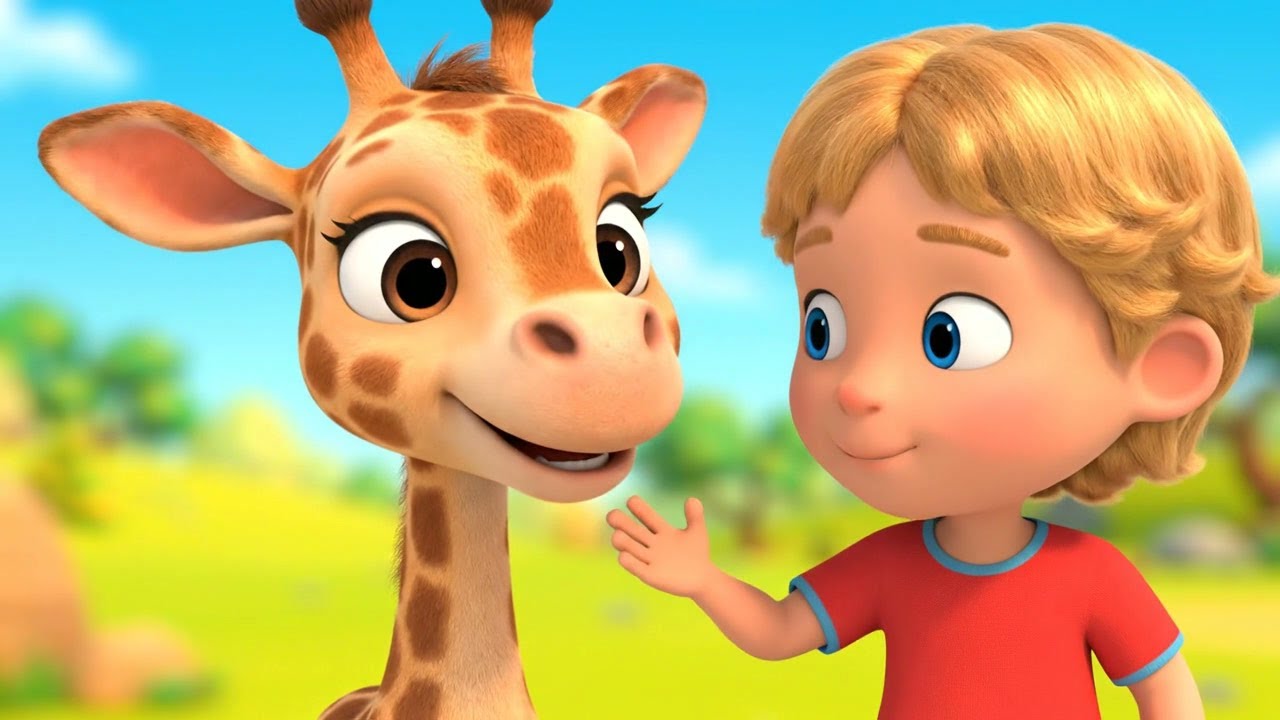 Детеныш жирафа в большом желтом автобусе