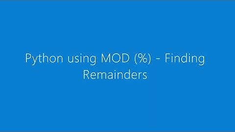Python MOD   Find Remainders