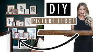 PICTURE LEDGE DIY (picture ledge decorating ideas) Pottery Barn dupe shelves-Sara Boulter Curated