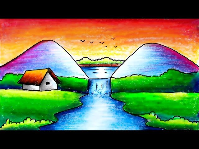 Easy beautiful scenery drawing in leaf|| pencil sketch drawing || step by  step || world of art - YouTube