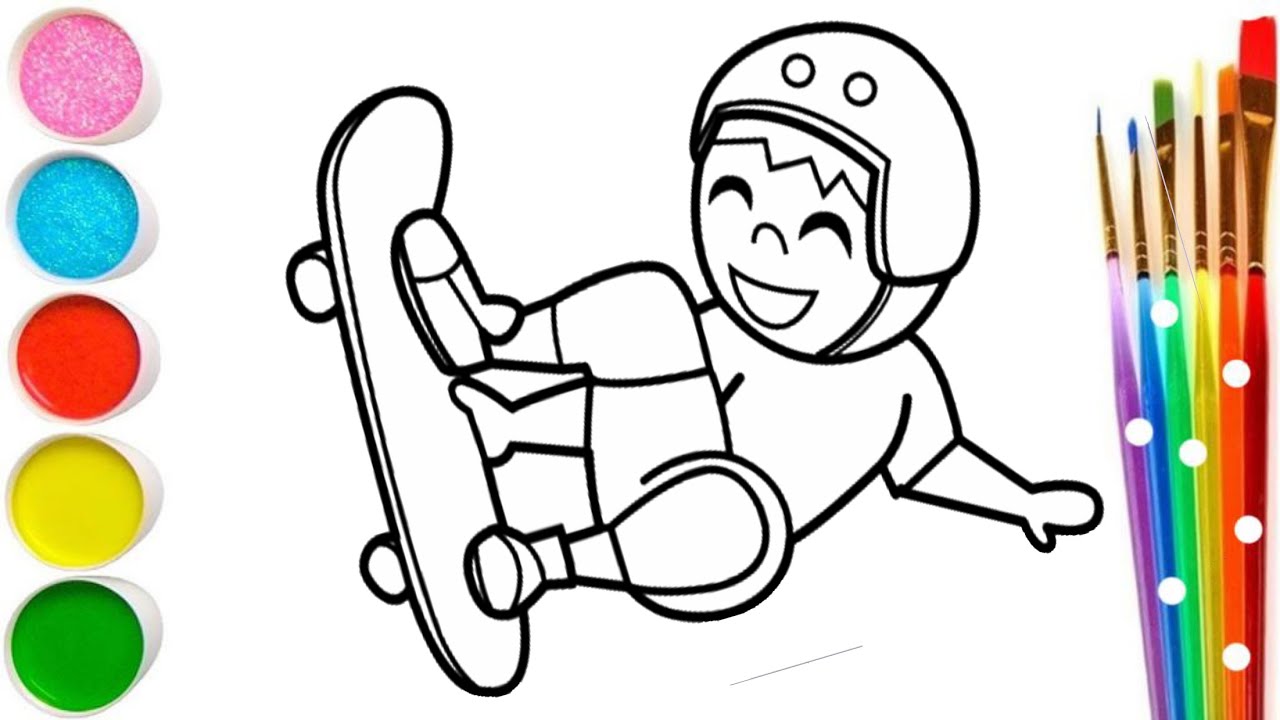 Bola Rasm Drawing skateboard kid children / Bolalar uchun skeytbordchi bola rasm ...