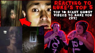 REACTING TO NUKE'S TOP 5 - Top 10 SCARY Ghost Videos To MAKE You CRY!