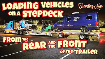 Loading a Stepdeck Trailer with Vehicles from the Rear and the Front with Loading Ramps #Stepdeck