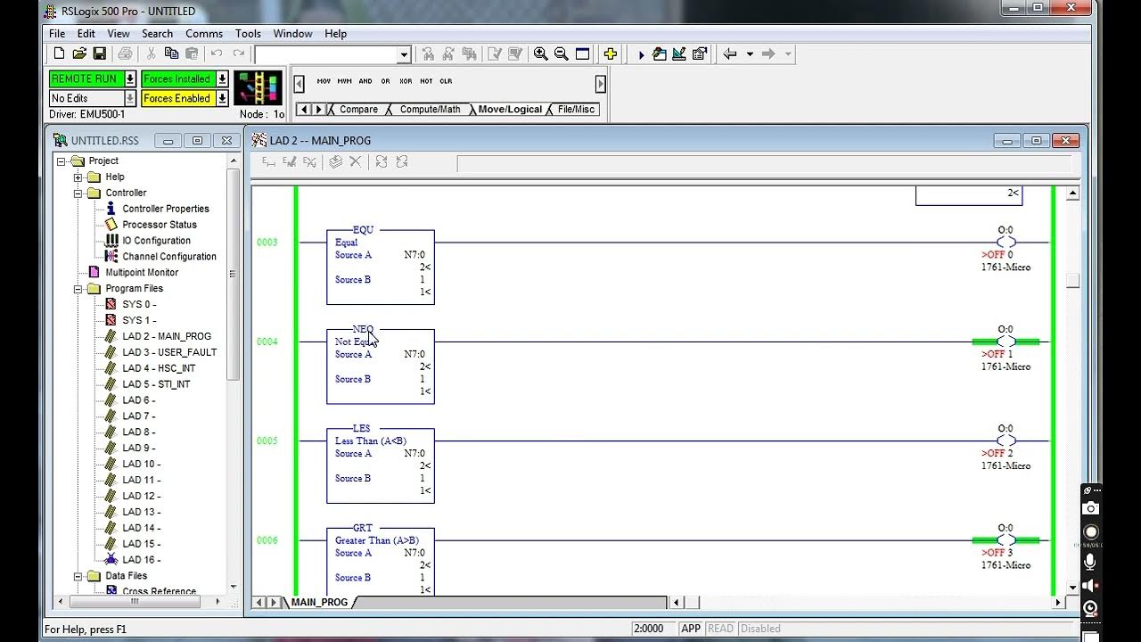 COUNTER UP AND DOWN WITH MOVE AND ALL COMPARE BLOCK USE_IN PLC RSlogix