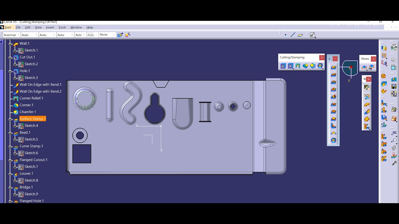 CATIA V5 Generative Sheet Metal Design Tutorial - Phần 4 - Cutting & Stamping Toolbar