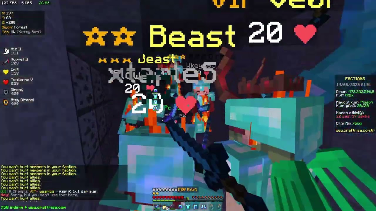 Vs Kesitleri 5 - Craftrise Factions #craftrise #factions #poison #killmontage