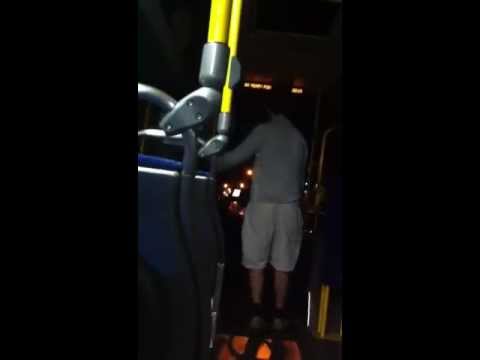 I was riding the 96 back to Kanata from downtown Ottawa and it's just me, a 20 something male, and the bus driver. During the bus ride I had my ear buds in listening to music. I heard a voice behind me that was rather loud. I paused my music and over heard this young man saying that he "sleeps...