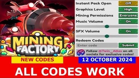 *ALL CODES WORK* Mining Factory Tycoon | ROBLOX | NEW CODES | OCTOBER 12, 2024