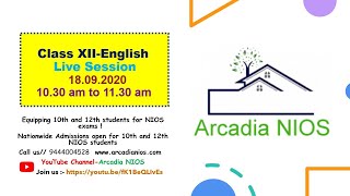Arcadia NIOS  live Session - English XII Arcadia Info Session 1