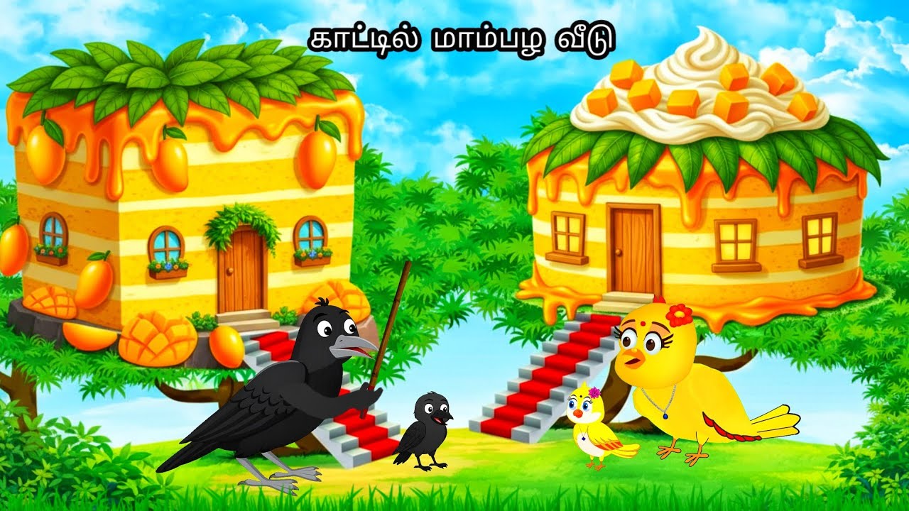 CREAM MANGO HOUSE IN JUNGLE STORY /MORAL STORY IN TAMIL / VILLAGE BIRDS CARTOON