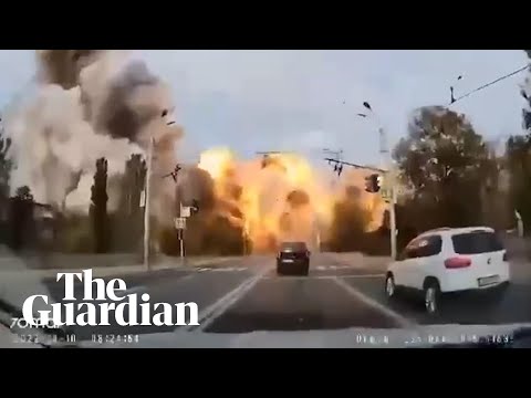 Dashcam video shows moment of missile strike in Dnipro, Ukraine