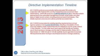 Managing Government Records Directive: General Overview - "the 5,000 Foot Level"