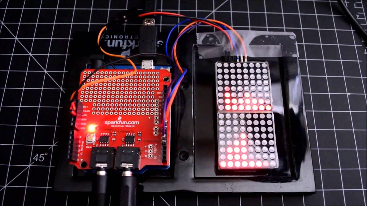 LED Matrix Audio Demo with Sparkfun's Spectrum Shield 