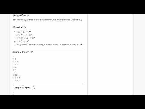 CODECHEF STARTERS 36 | Buying Sweets | BUYSWEET