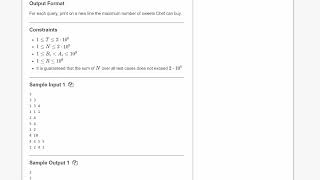 CODECHEF STARTERS 36 | Buying Sweets | BUYSWEET