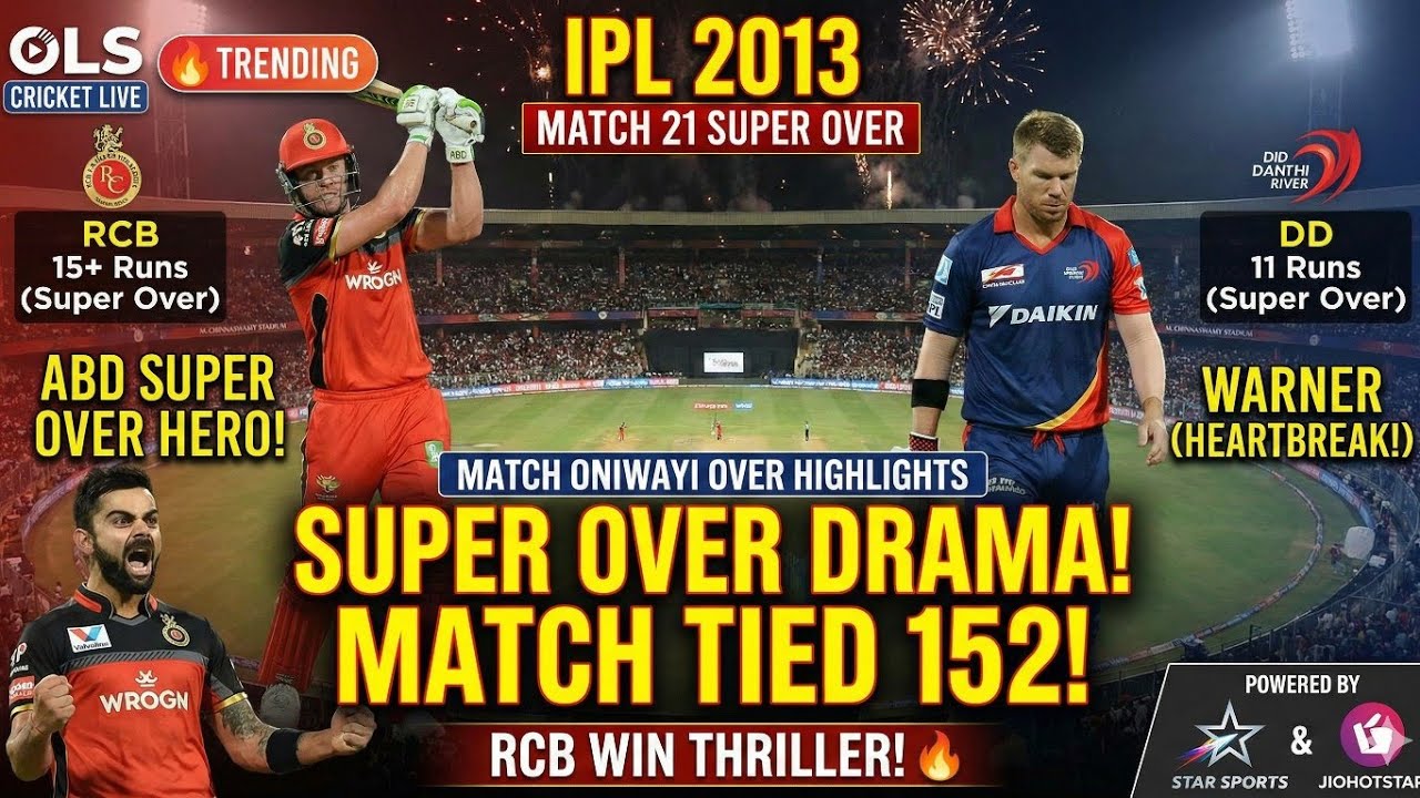 SUPER OVER DRAMA! 😱 ABD & KOHLI SAVE RCB! 🔥 RCB vs DD IPL 2013 Match 21 Highlights |
