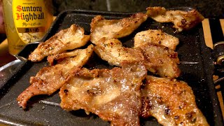 トリカワせんべい（カロリーオフ）を焼いてハイボーるだけの動画