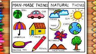 Natural and Man Made Things Easy Drawing | Natural and Man Made Things Sketch Easy