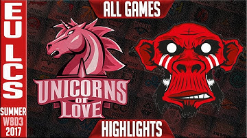 Unicorns of Love vs Mysterious Monkeys Highlights ALL GAMES Week 8 EU LCS Summer 2017 UOL vs MM
