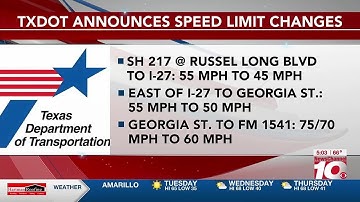 VIDEO: TxDOT: Speed limits to permanently change on SH 217 in Canyon