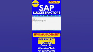 SAP Successfactors Time Management Training 49 11th Nov 2024#sapsuccessfactorstraining#saptrainings