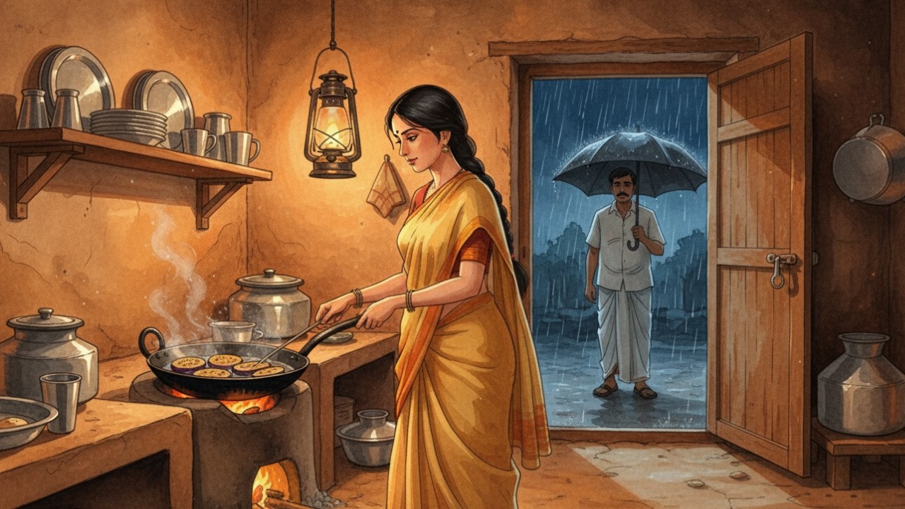 Electricity Breakdown Dinner in Cozy Monsoon | Village Lifestyle of 1990s | Ghibli-Style ASMR