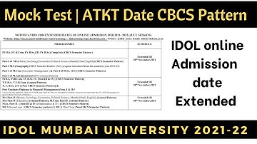 idol online admission date | Mock test | ATKT date CBCS Pattern | IDOL Mumbai University 2021