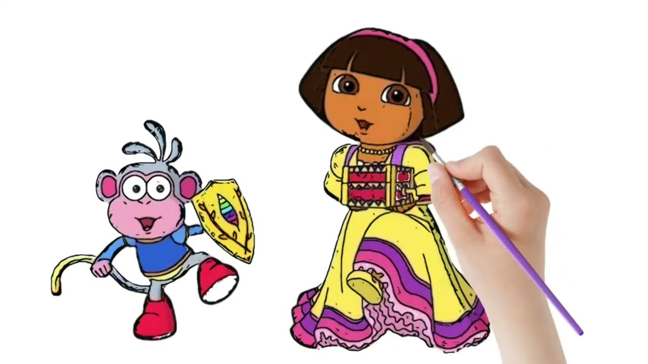 Dora and buji coloring page |Dora the explorer - YouTube