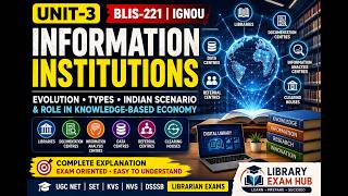 UNIT 3 Information Institutions | BLIS-221 IGNOU | Evolution, Types, Knowledge Economy | UGC NET LIS