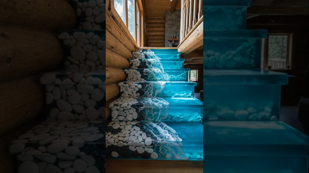 Ocean Wave Resin Staircase Transformation 