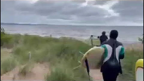 Getting ready to surf in Duluth.