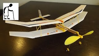 Rubber Band Powered Glider Biplane Assemble Aircraft Plane Kid Education Toy HP 
