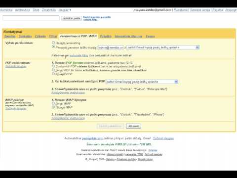 POP IMAP nustatymai Gmail
