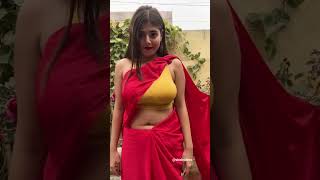Red Saree On A Cute Girl Aditi Mistry New Video Rivika Mani New Video 