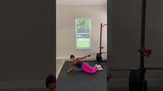 Side-lying lateral raises in the Simply Strong App #strengthtrainingforwomen #workoutapp #getstrong