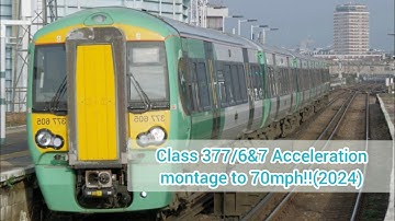 Class 377/7 Electrostar |10 Car acceleration (2024 compilation) to 70mph, (traction motor sounds!)