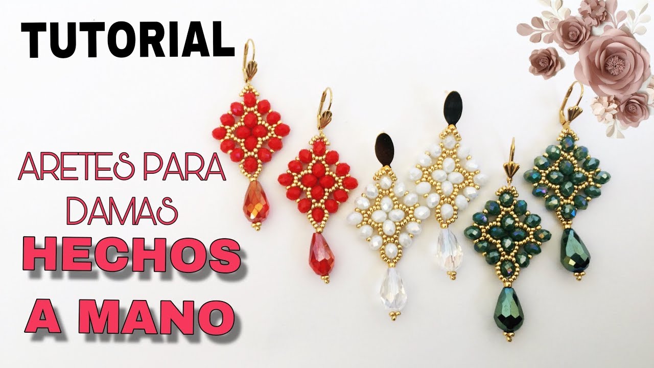 TUTORIAL DE ARETES DE BISUTERÍA PARA DAMAS HECHOS A MANO, FÁCIL DE HACER  PASO PASO - YouTube