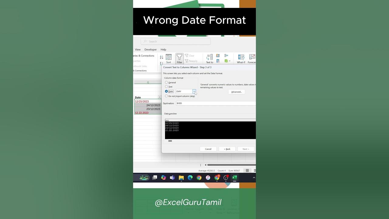 solve-wrong-date-format-in-excel-using-text-to-column-function-youtube