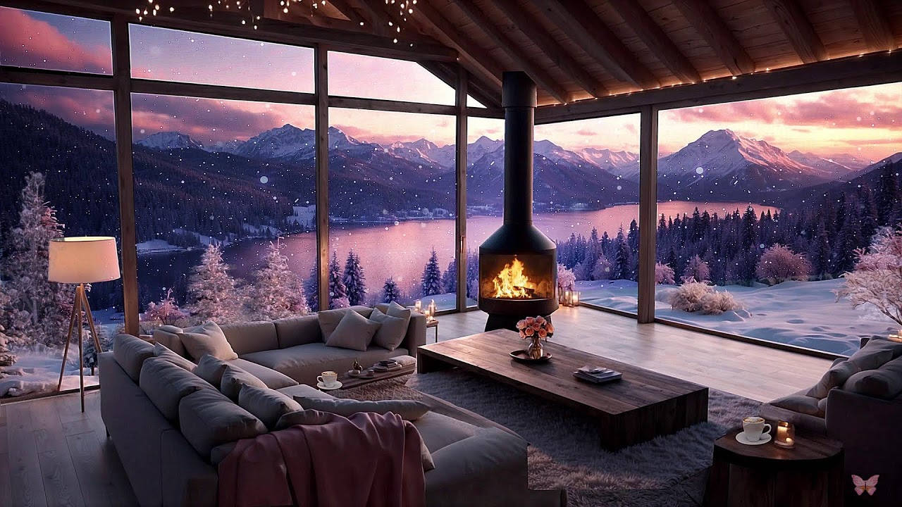 BEAUTIFUL TERRACE MEDITATION FIREPLACE 4k🔥ATMOSPHERIC 💗 FIREPLACE AMBIENCE 4K ASMR