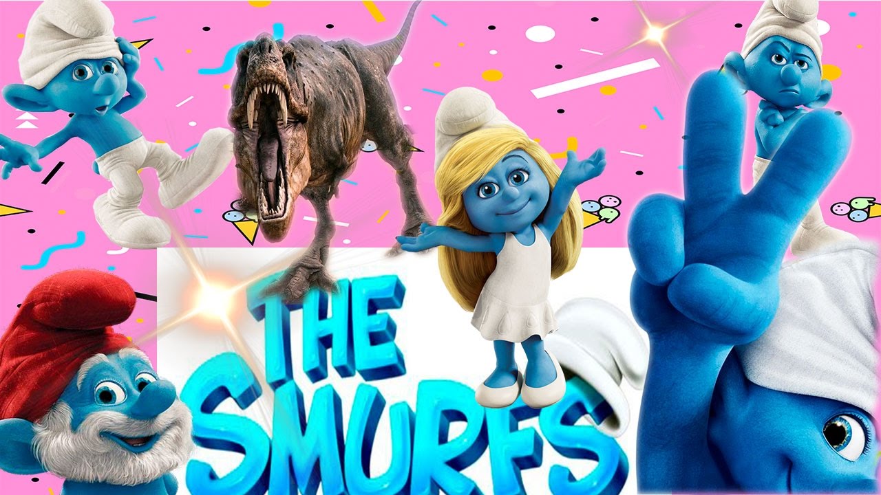 The smurfs vs dinosaur . Toys from McDonald's 2017 . NEW! unboxing