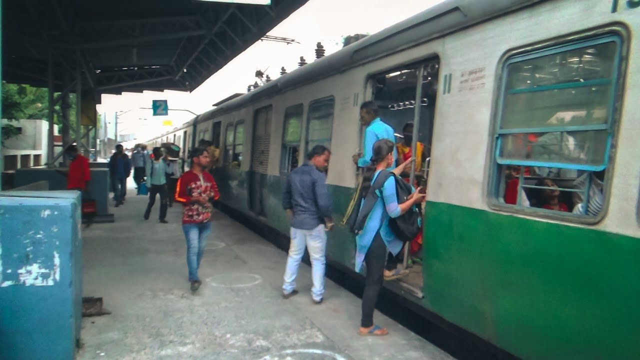 Very crowded 12 coach green EMU local trains arriving and departing quickly | Eastern Railway 🚂