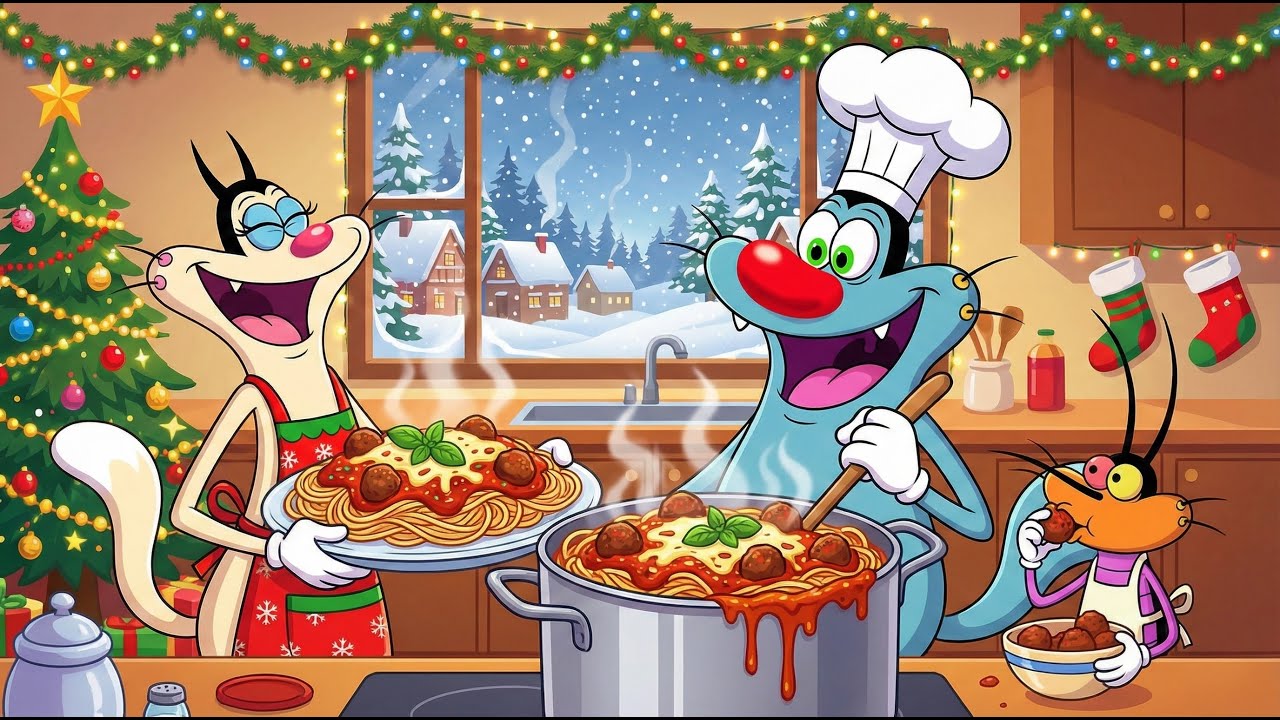 Oggy’s Christmas Pasta Goes TOO FAR! 🍝🎄 Funniest Kitchen Feast Ever 😂 | Funny Oggy 2D Animation