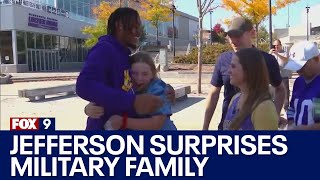 Vikings star Justin Jefferson surprises Minnesota military family