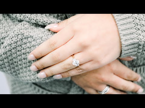 1.5ct Oval Lab Diamond Half Moon Setting Engagement Ring in Yellow Gold & Platinum | Ada Diamonds