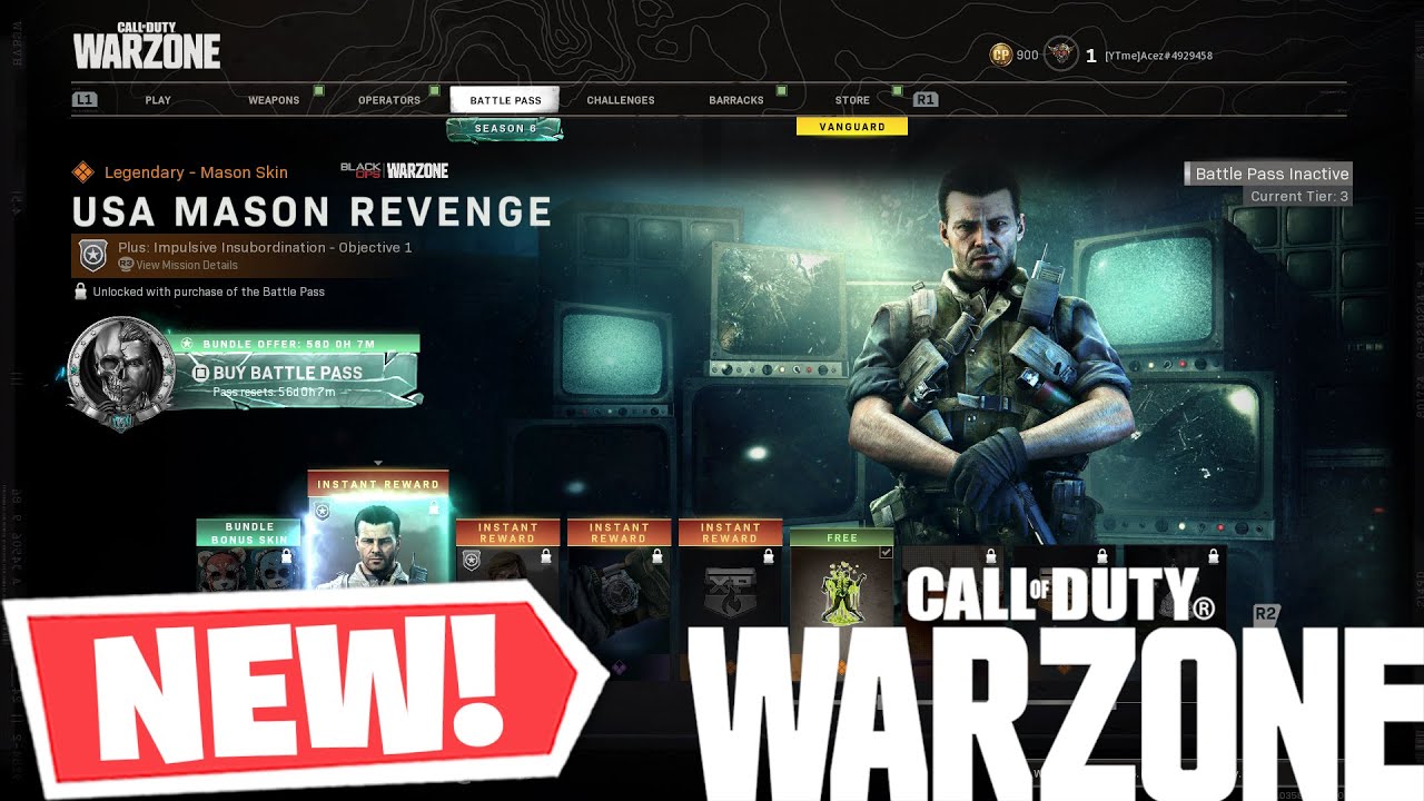 Warzone & Cold War - SEASON 6 BATTLE PASS ALL 100 TIERS! SKINS, WEAPONS, AND COSMETICS!