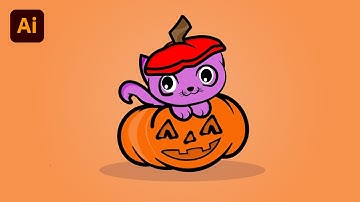 Halloween cat illustrator tutorial #art #illustration #sketch #abobe