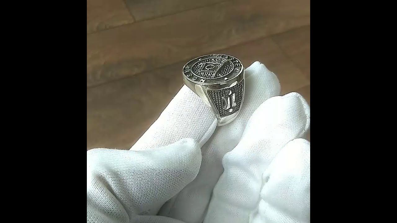 Freemason Ring Master Mason Ring Blue Lodge, Square and Compass Sterling Silver